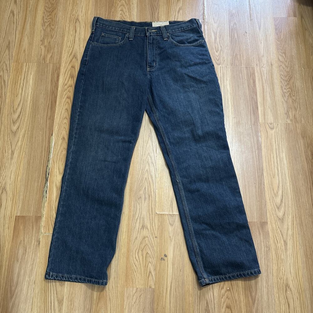 Carhartt Holter Relaxed Fit Denim Jeans Mens Rugged Work Wear Dark Wash 34x30